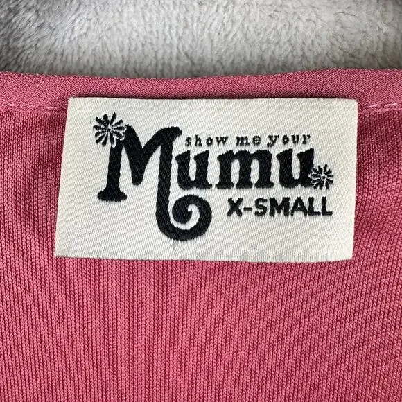 Show Me Your Mumu Dress Womens XS Pink Long Sleeve Ruffle Tier Addy Tie Boho - Picture 8 of 15